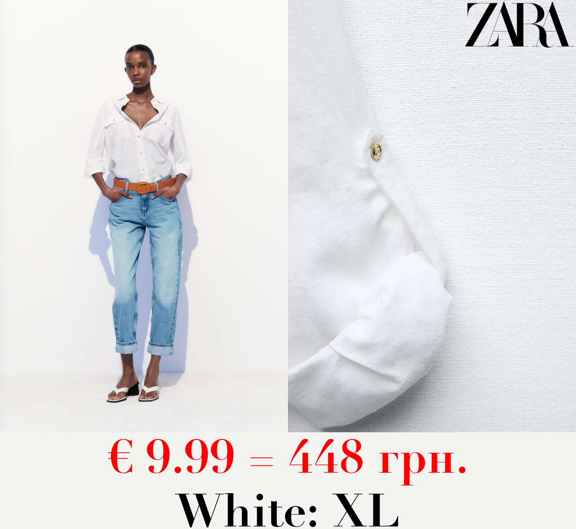 ROLL-UP SLEEVE LINEN-BLEND SHIRT