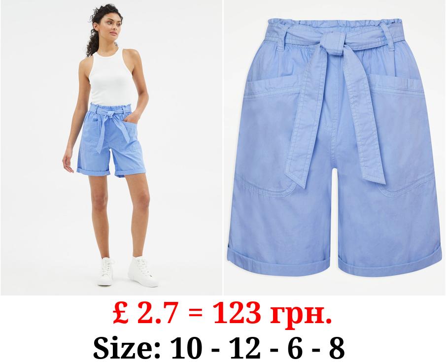 Light Blue Poplin Knee Length Shorts