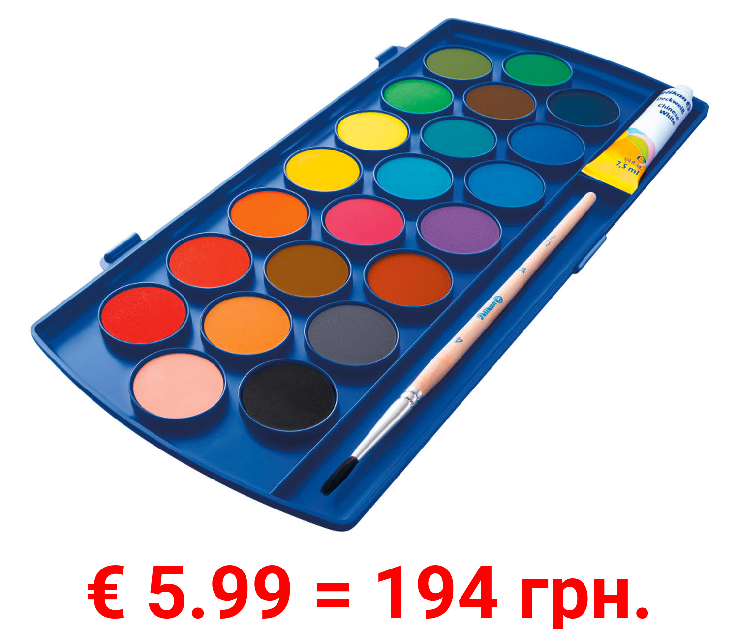 Pelikan Farbkasten, 22 Qualitätsfarben, mit Pinsel und Deckweiß