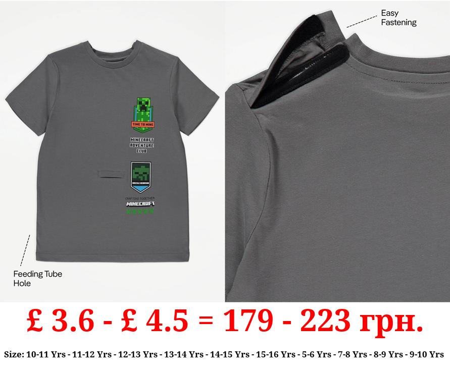 Easy On Adaptive Minecraft Grey T-Shirt