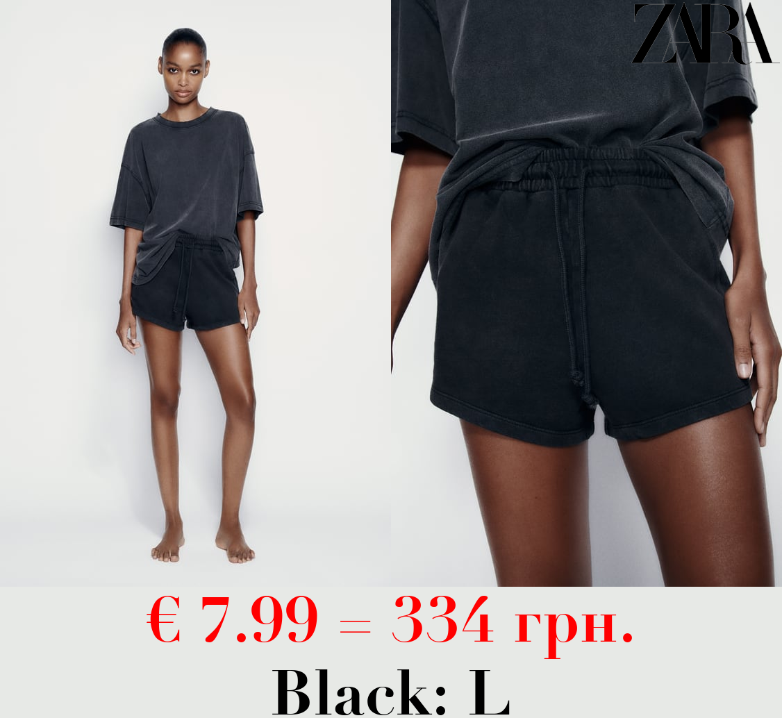 FADED-EFFECT PLUSH SHORTS