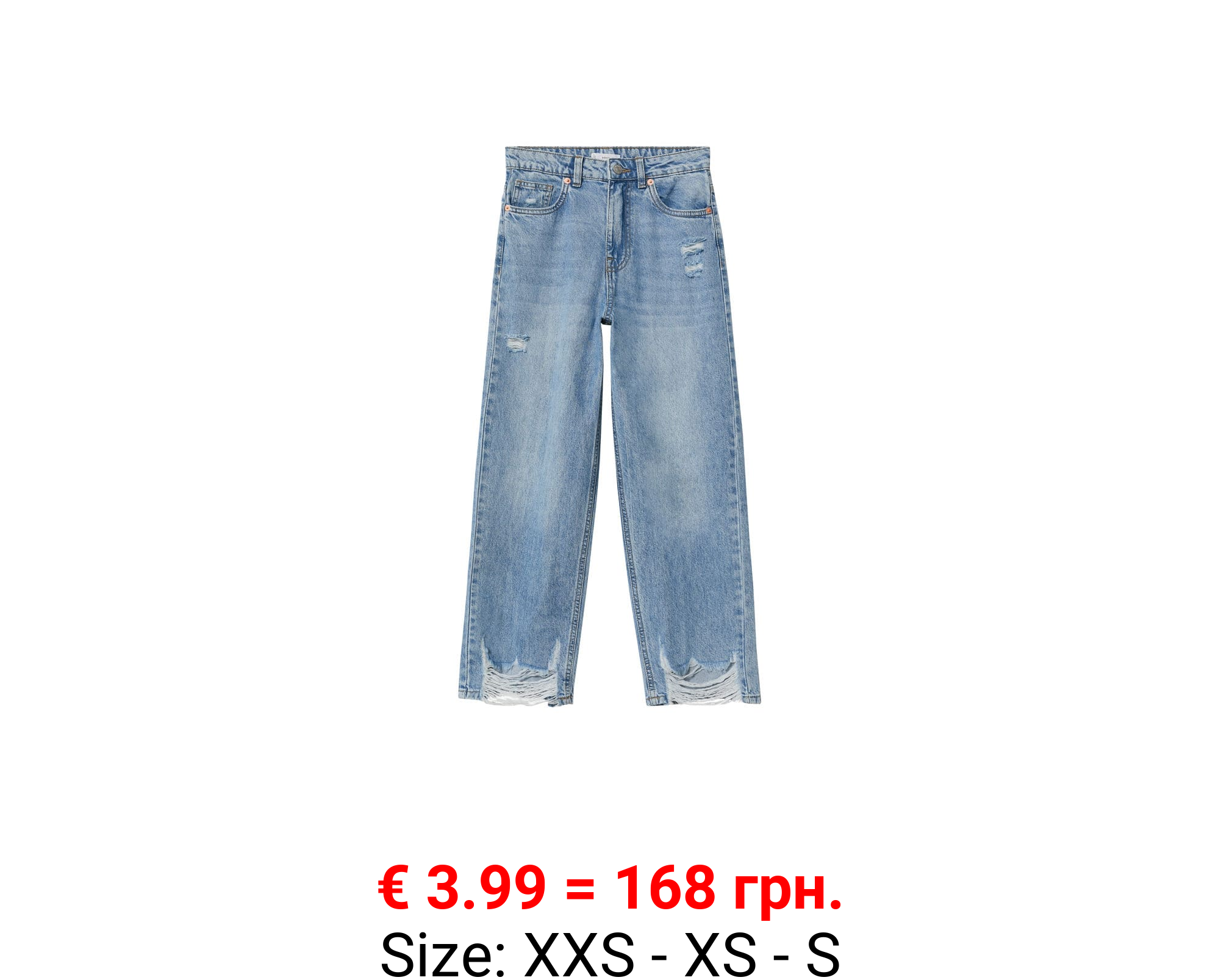 Jeans rectos bajo deshilachado