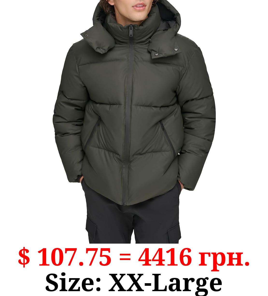 DKNY Men's Quilted Tech Hooded Puffer