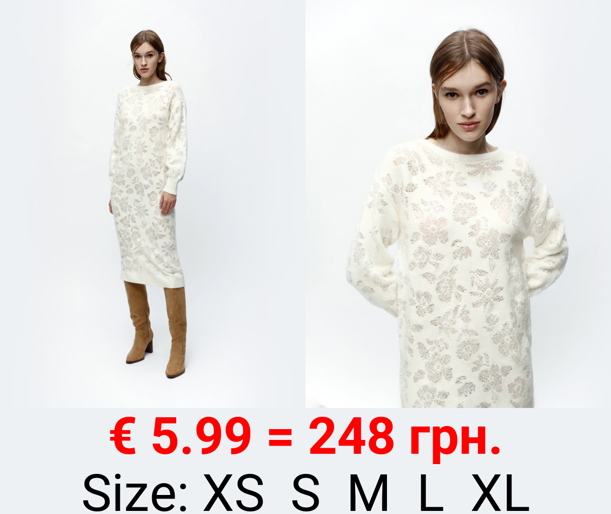 Floral knit midi dress