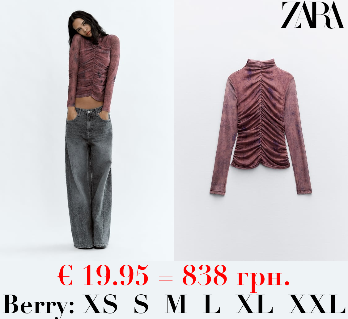 DRAPED TULLE PRINT TOP