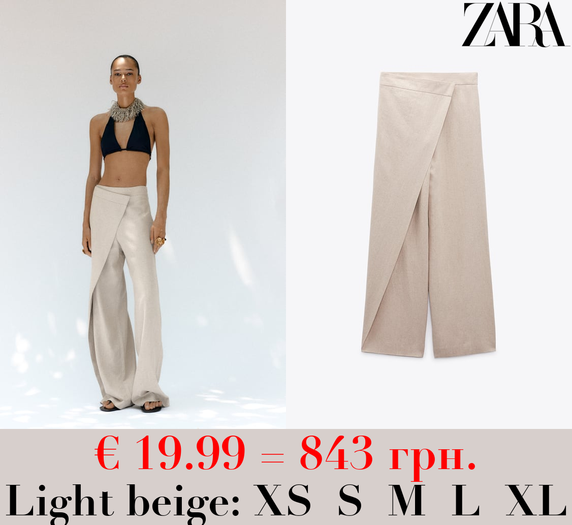 LINEN BLEND PAREO-STYLE TROUSERS