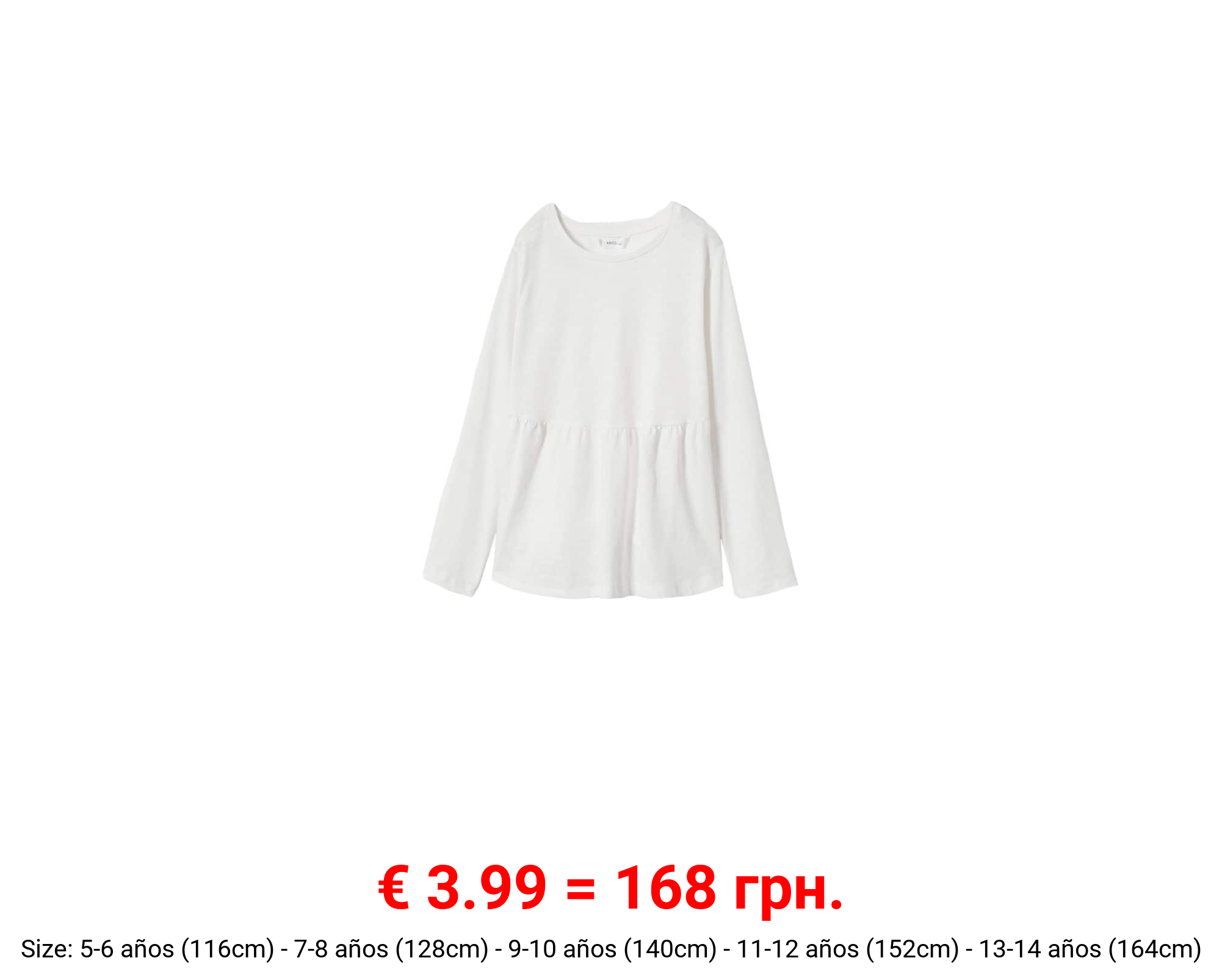 Camiseta manga larga volante