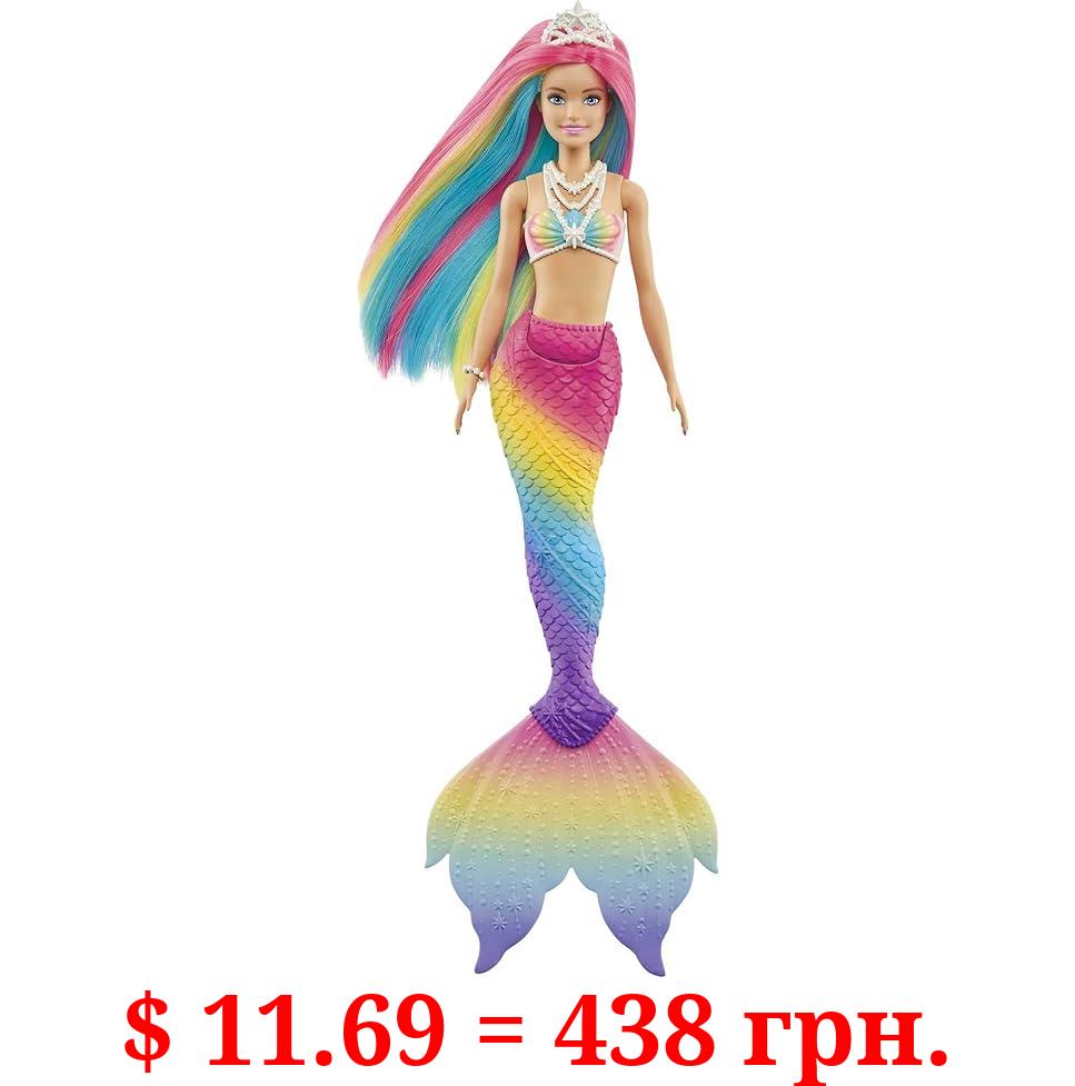 Barbie Dreamtopia Doll, Rainbow Magic Mermaid with Rainbow Hair and Blue Eyes, Water-Activated Color-Change Feature
