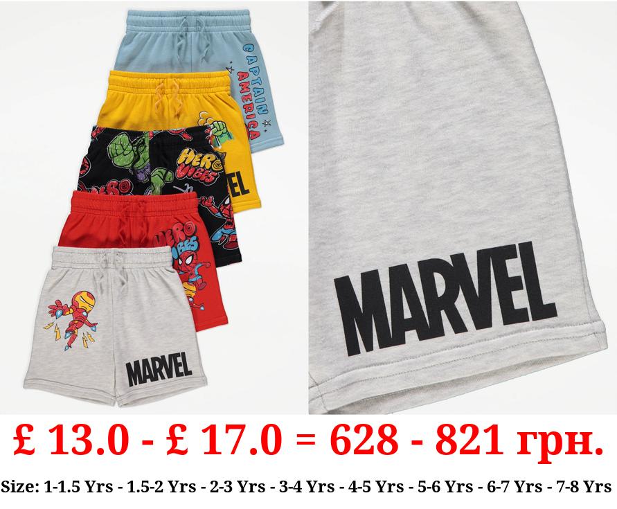 Marvel Superhero Jersey Shorts 5 Pack