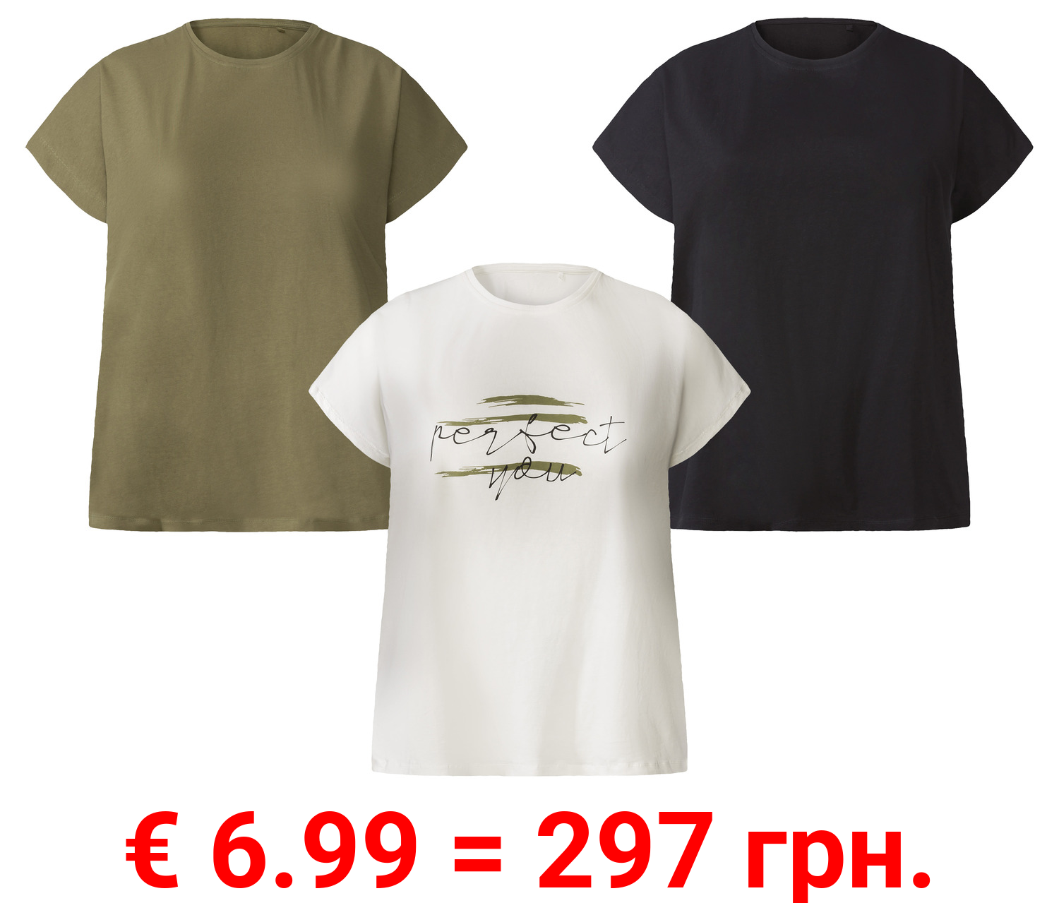 esmara® Damen T-Shirt aus reiner Baumwolle