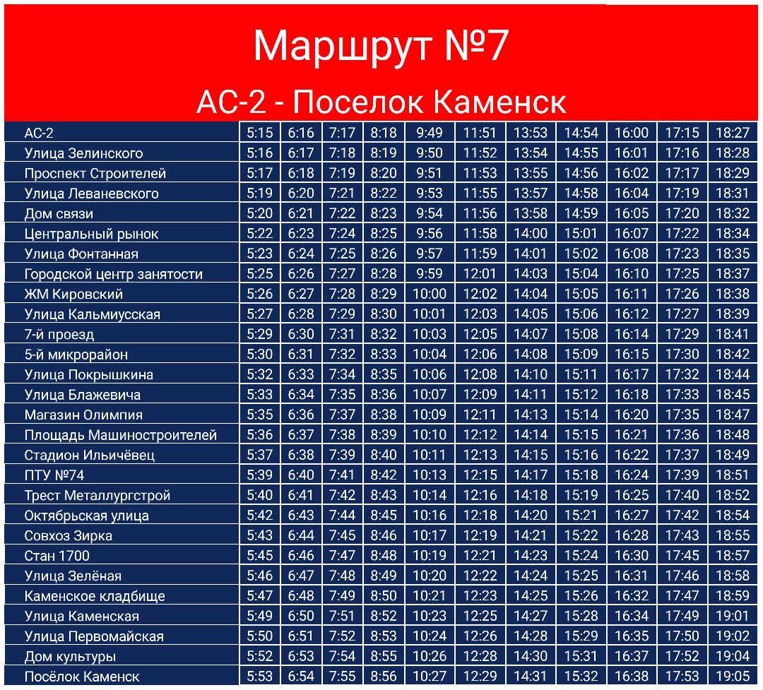 №7 (АС-2 - пос. Каменск) – Telegraph