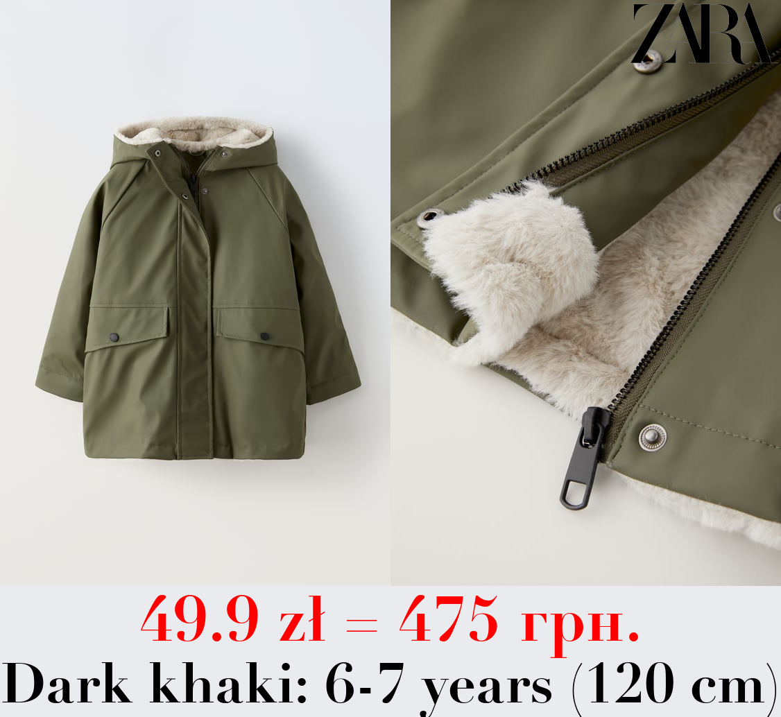 RUBBERISED RAINCOAT WITH FAUX FUR