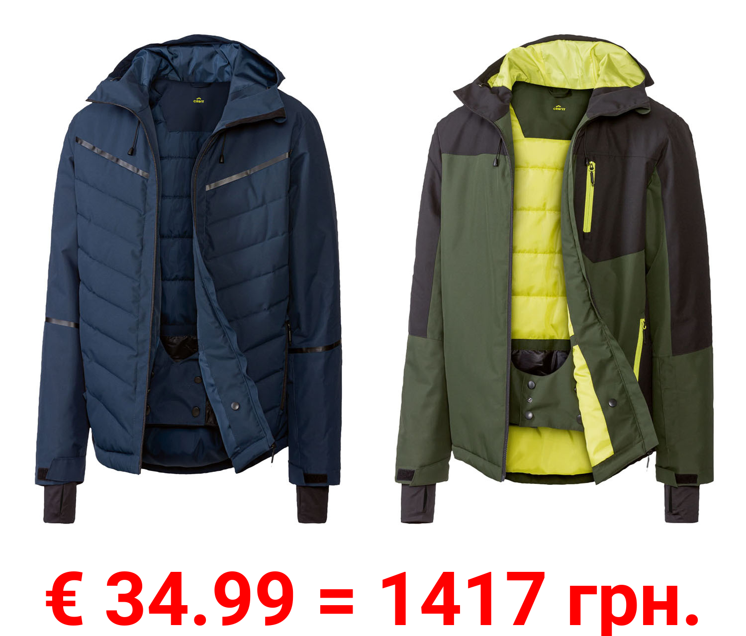 CRIVIT Herren Skijacke, wind- und wasserdicht