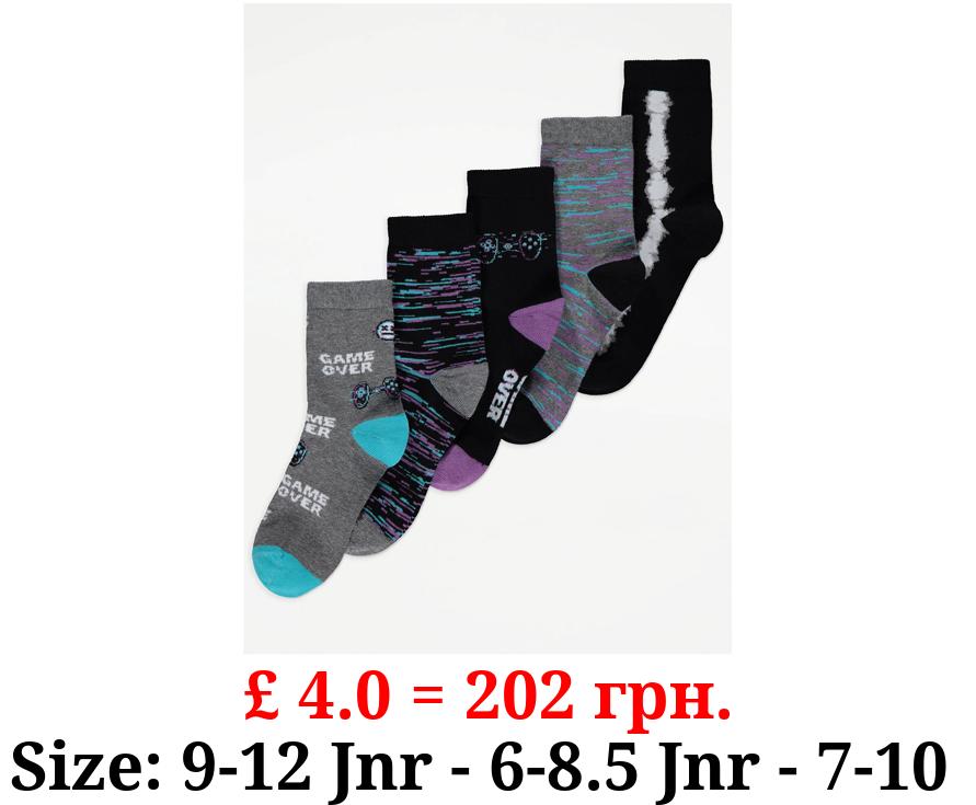 Game Over Cotton Rich Ankle Socks 5 Pack