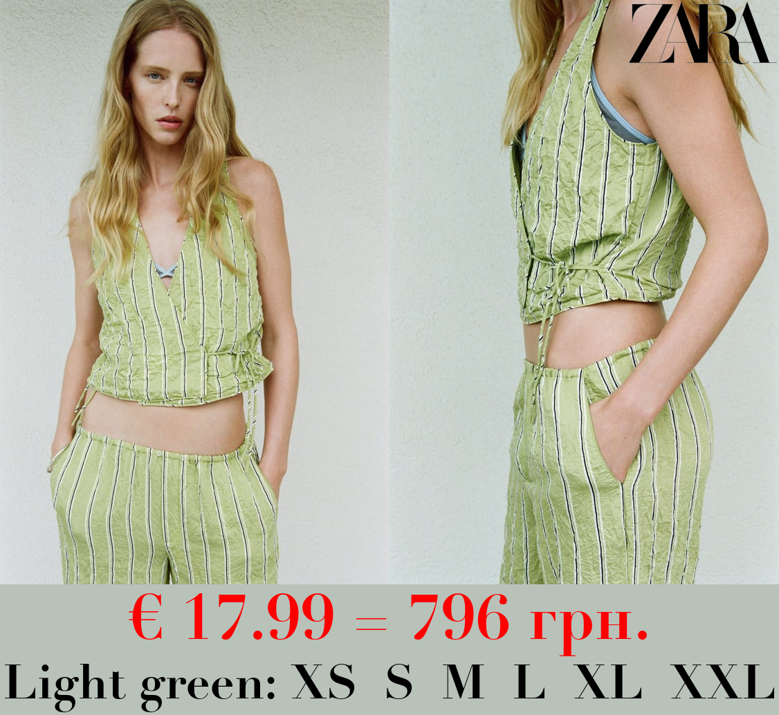 STRIPED CREASED-EFFECT WAISTCOAT