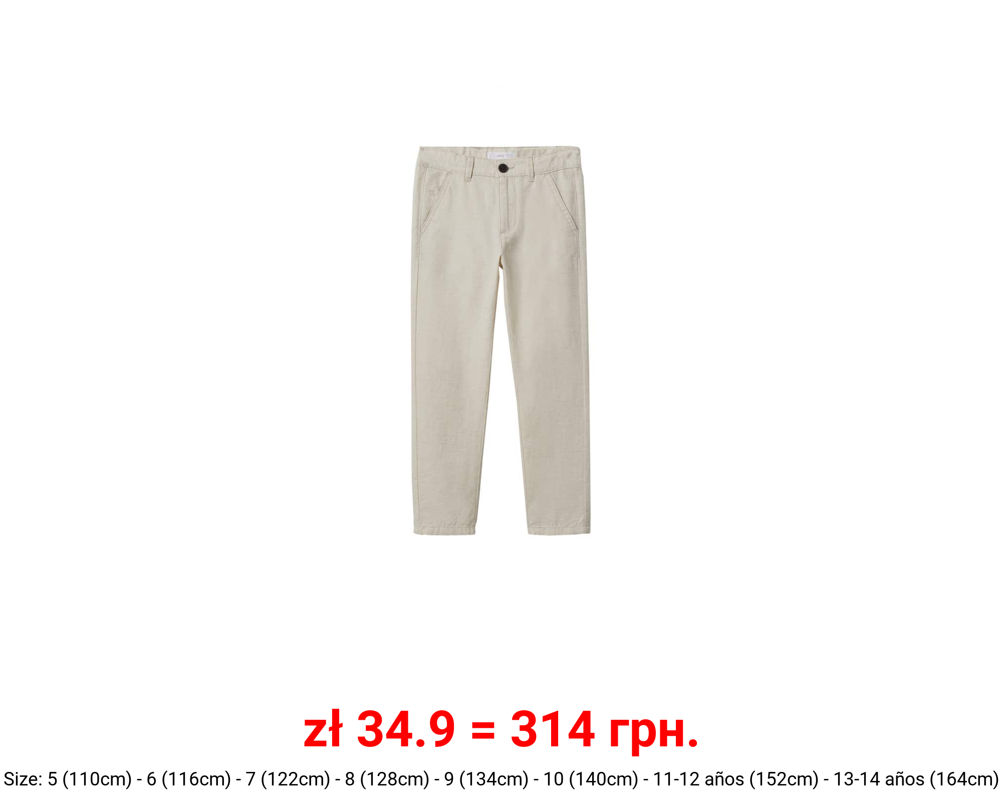 Pantalón slim fit algodón lino