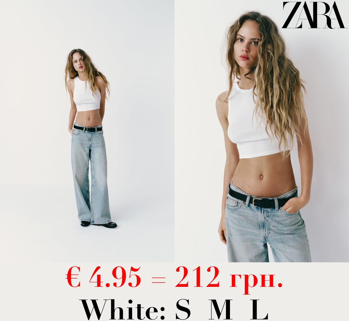 RIBBED CROPPED HALTER TOP