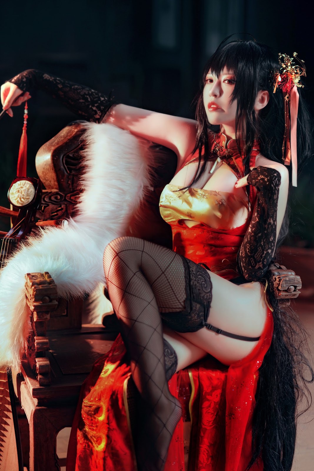 Cosplay 半半子 大凤旗袍 24
