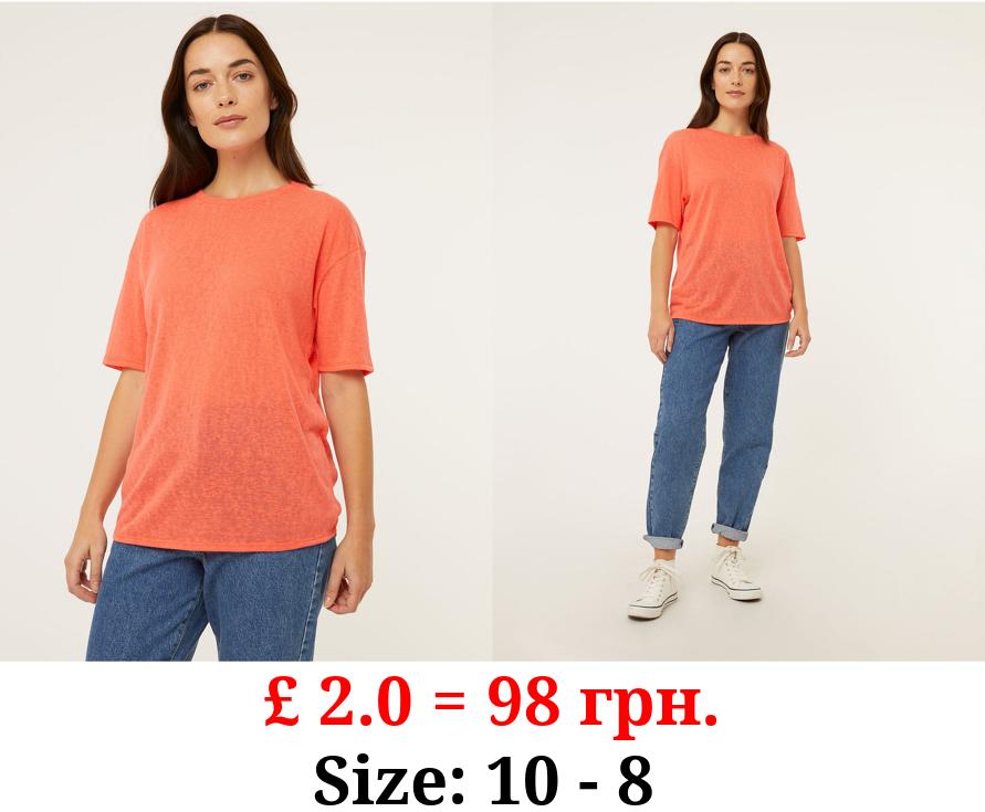 Coral Soft Linen Look Top