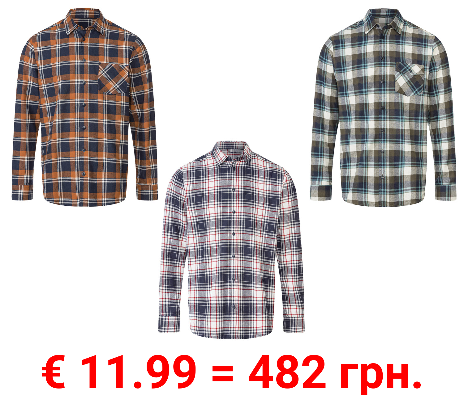 LIVERGY® Herren Flanellhemd aus reiner Baumwolle