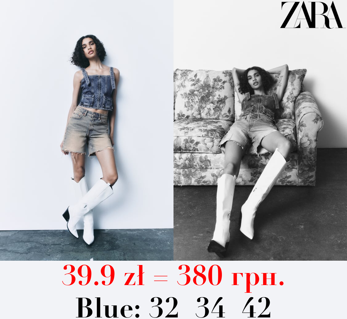 LOOSE FIT DENIM TRF BERMUDA SHORTS