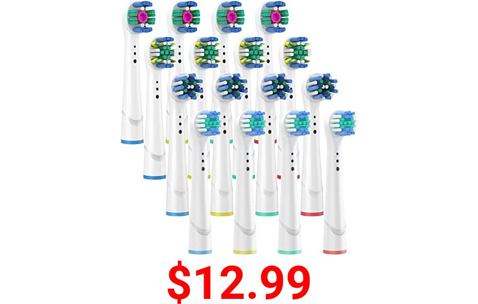 Replacement Brush Heads for Oral B Compatible Electric Toothbrush Heads, Including 4 Precision, 4 Floss, 4 Cross and 4 Whitening - 16 Variety Pack