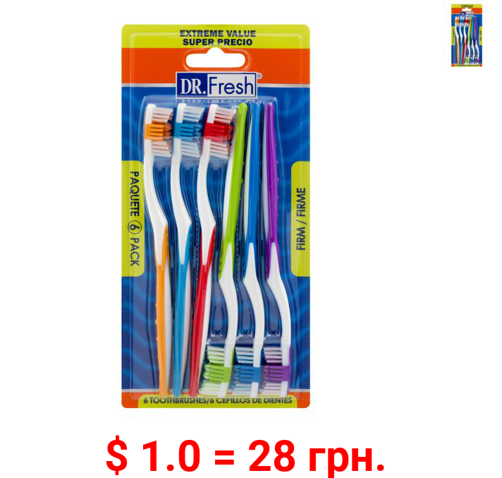 Dr. Fresh Dailies Toothbrushes, Firm, 6 Ct