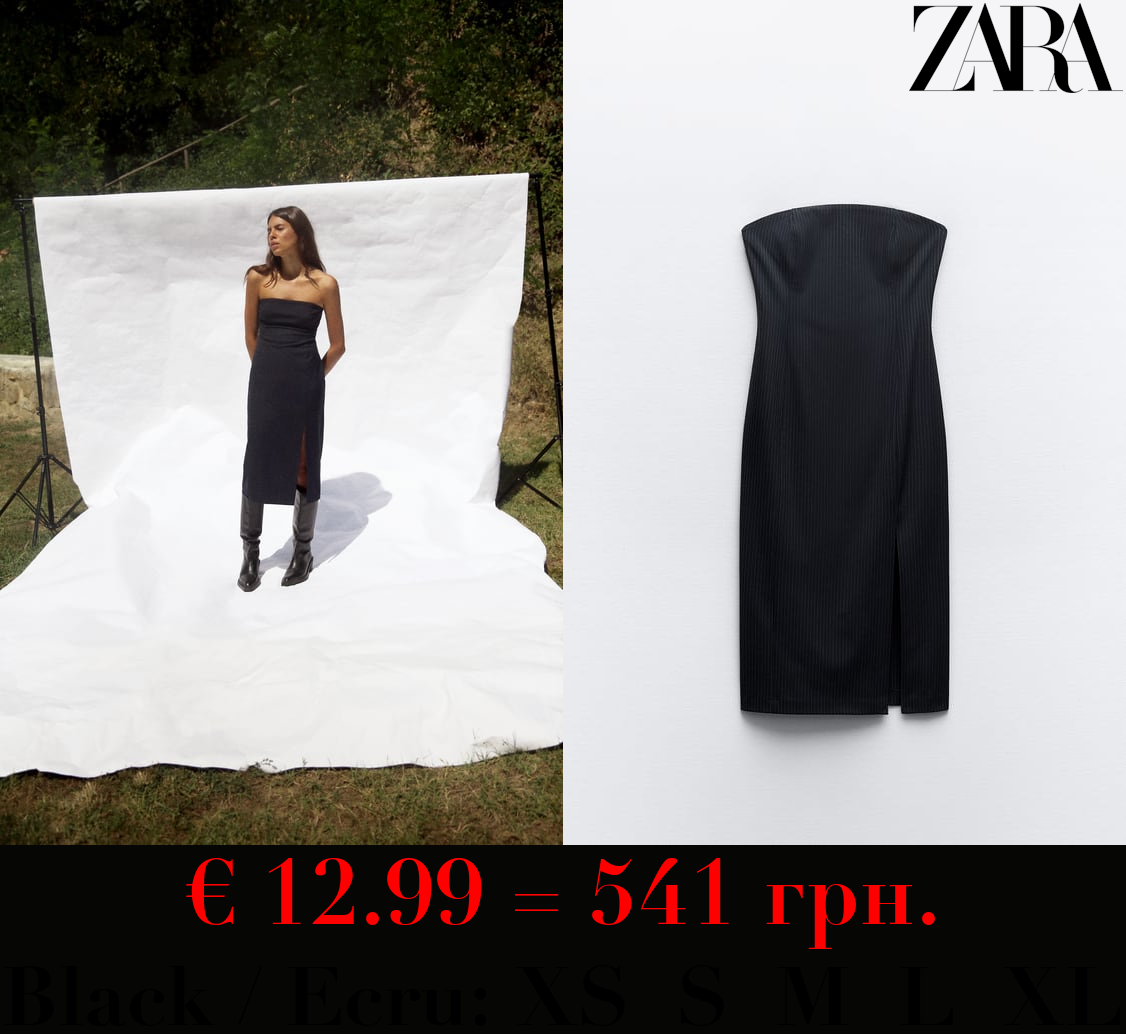 PINSTRIPED MIDI DRESS