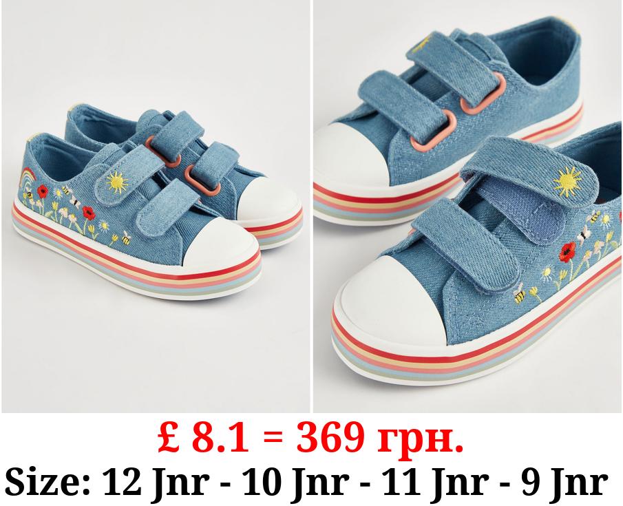 Easy On Easy Wear First Walkers Embroidered Denim Two Strap Trainers