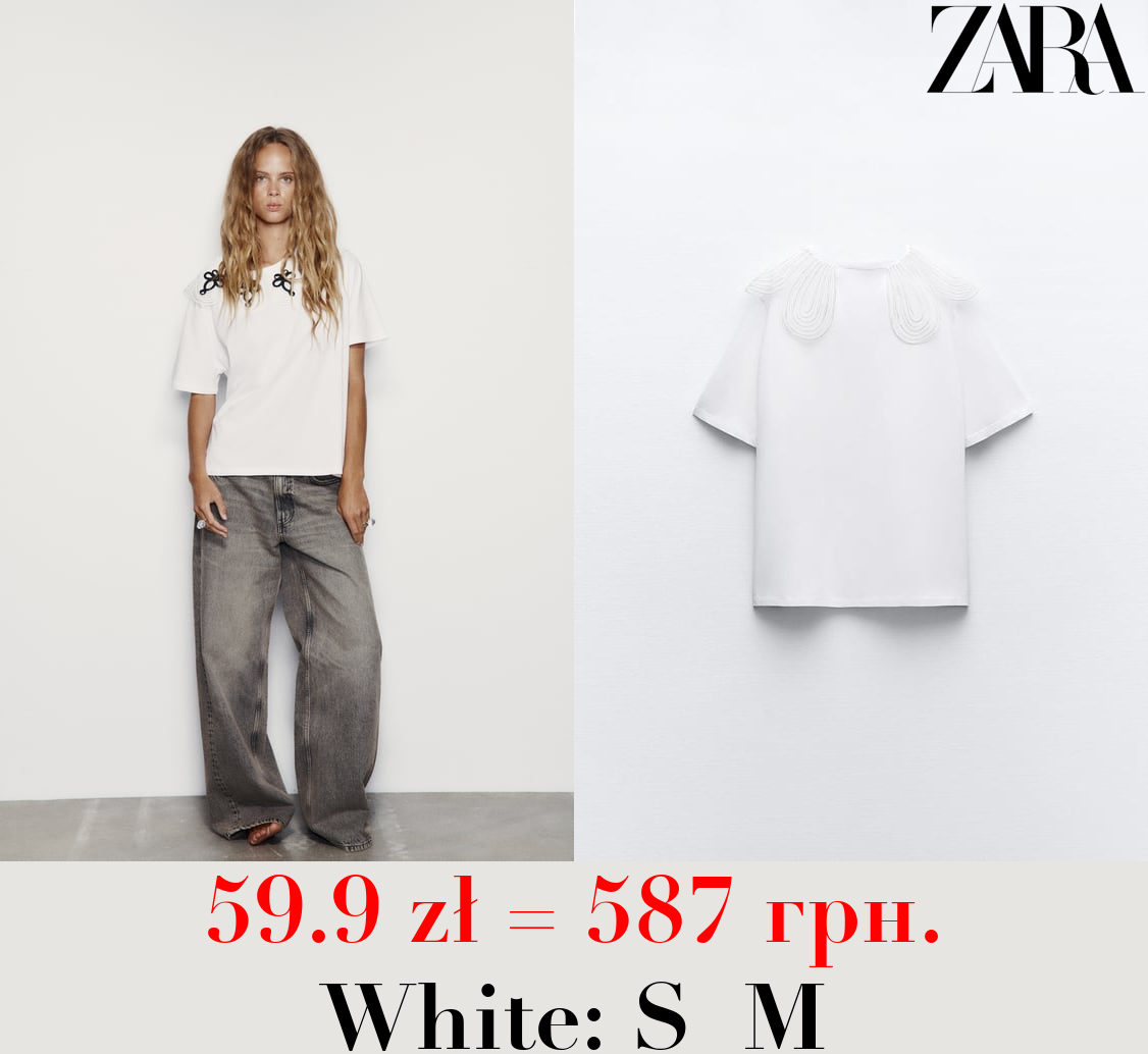 T-SHIRT WITH EMBROIDERED COLLAR