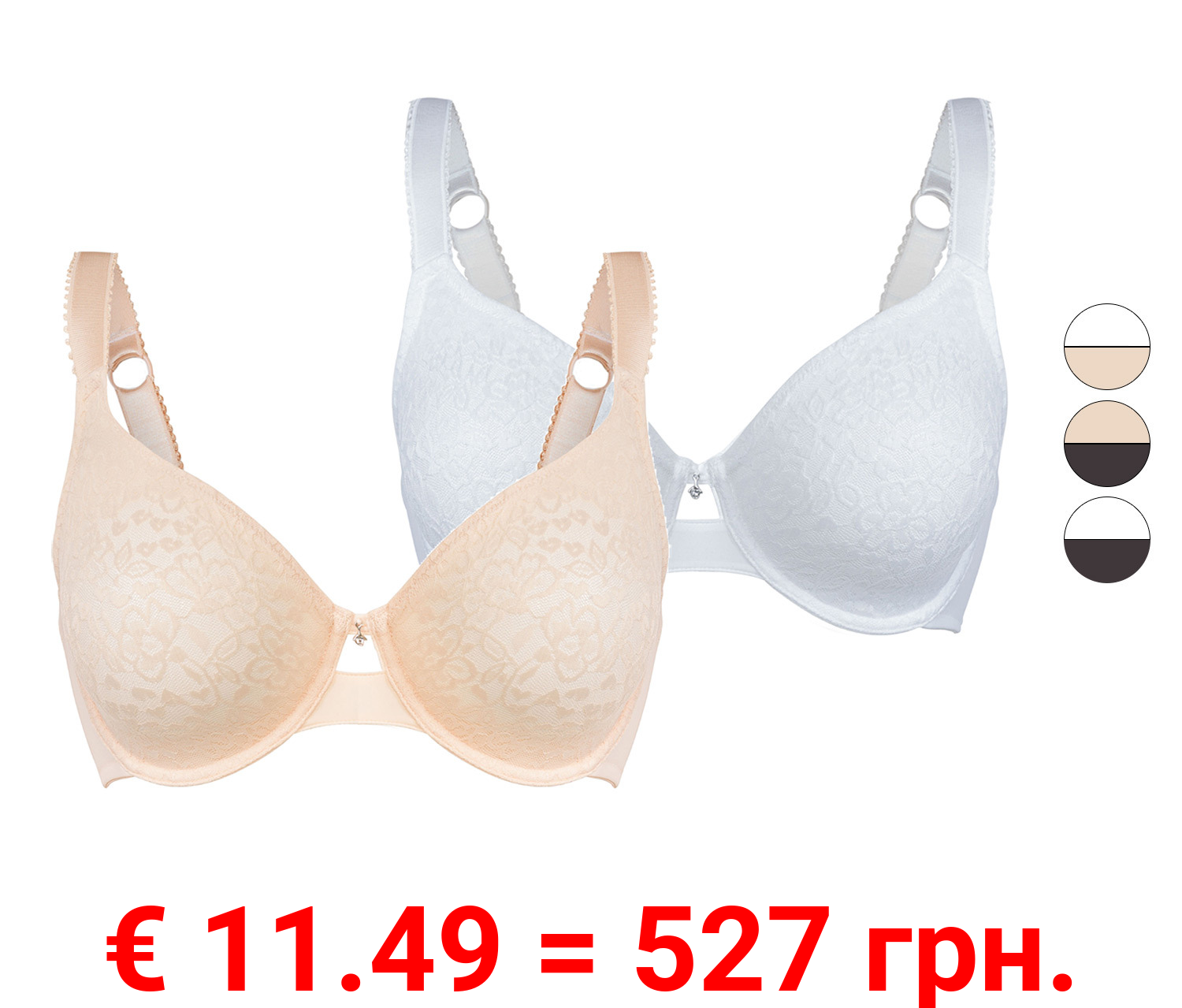 esmara® Damen Minimizer BHs, 2 Stück, mit Bügel, 90C – 90E