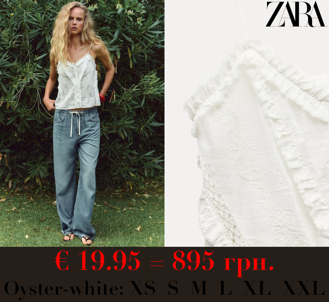 EMBROIDERED COTTON MUSLIN TOP