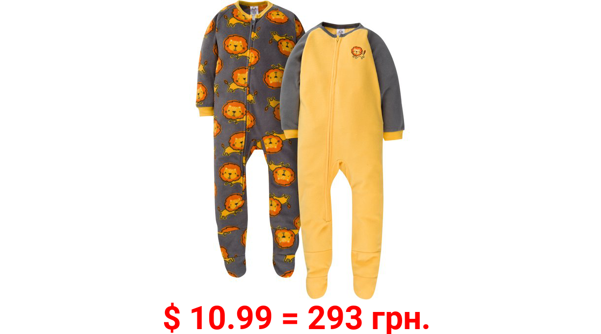 Gerber Baby & Toddler Boys 100% Polyester Fleece Pajamas, 2-Pack