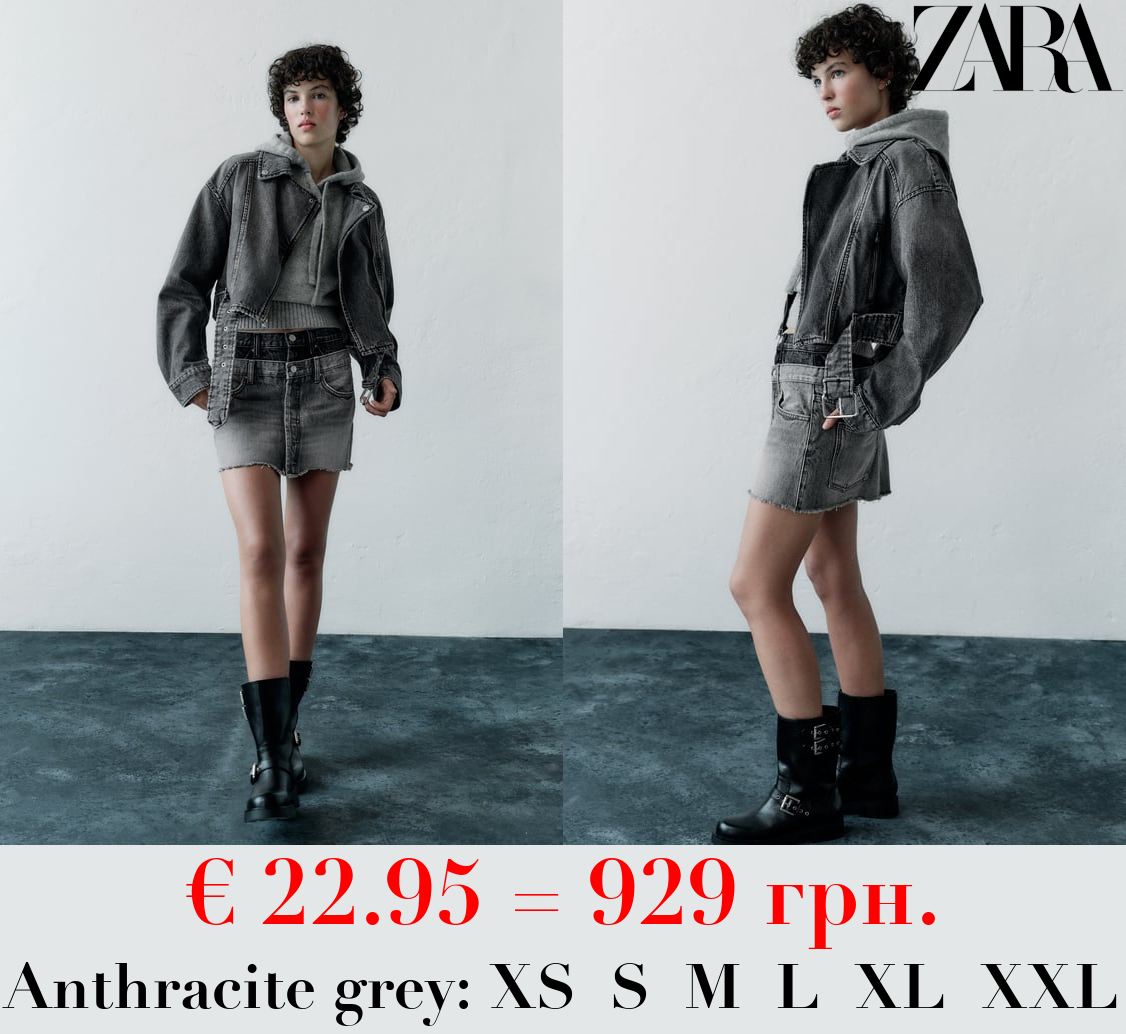 TRF DENIM SKIRT WITH DOUBLE WAISTBAND