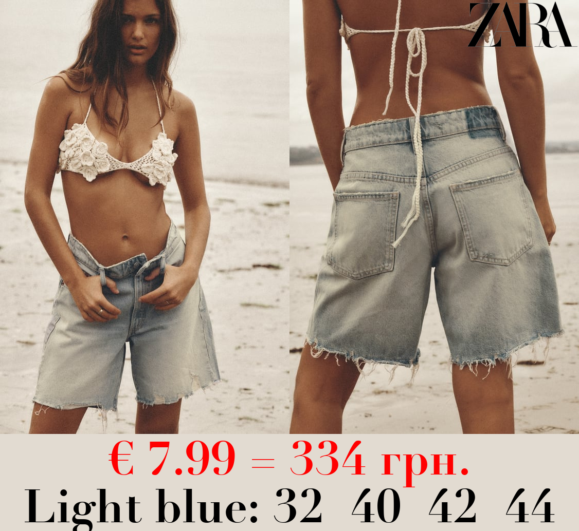 LOOSE FIT DENIM TRF BERMUDA SHORTS