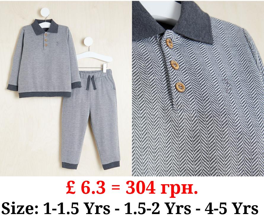 Billie Faiers Grey Herringbone Polo Top and Trousers Outfit