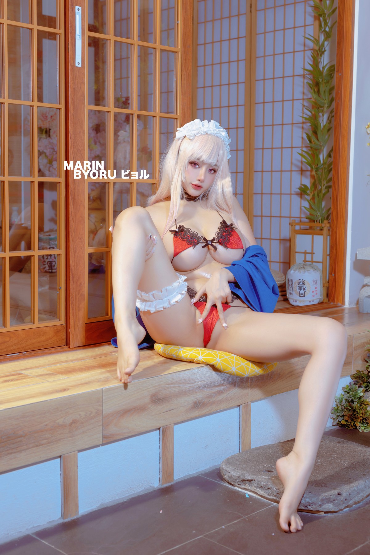 Cosplay 日本性感萝莉Byoru Marin Red Lingerie 22
