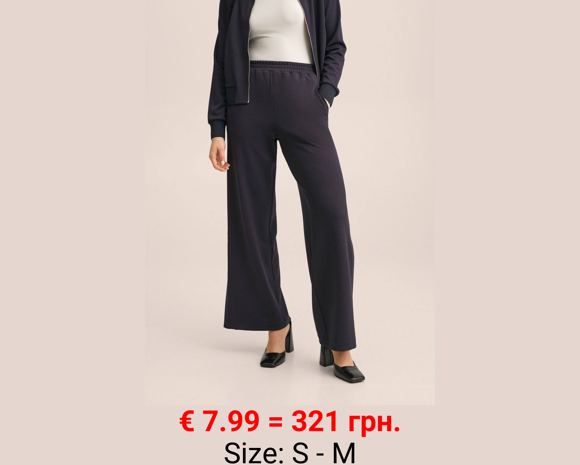 Pantalón wideleg cintura elástica