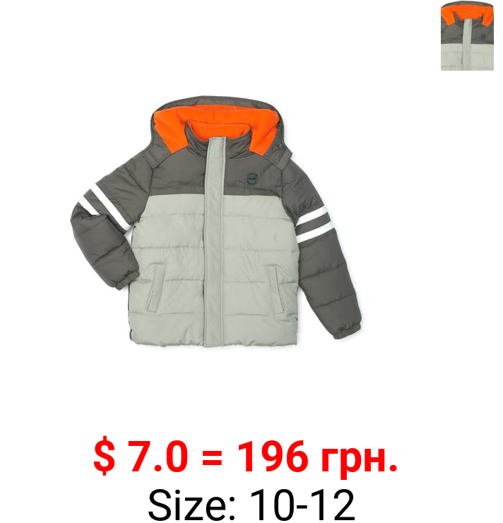 iXtreme Boys Puffer Coat with Striped Sleeve, Sizes 8-18