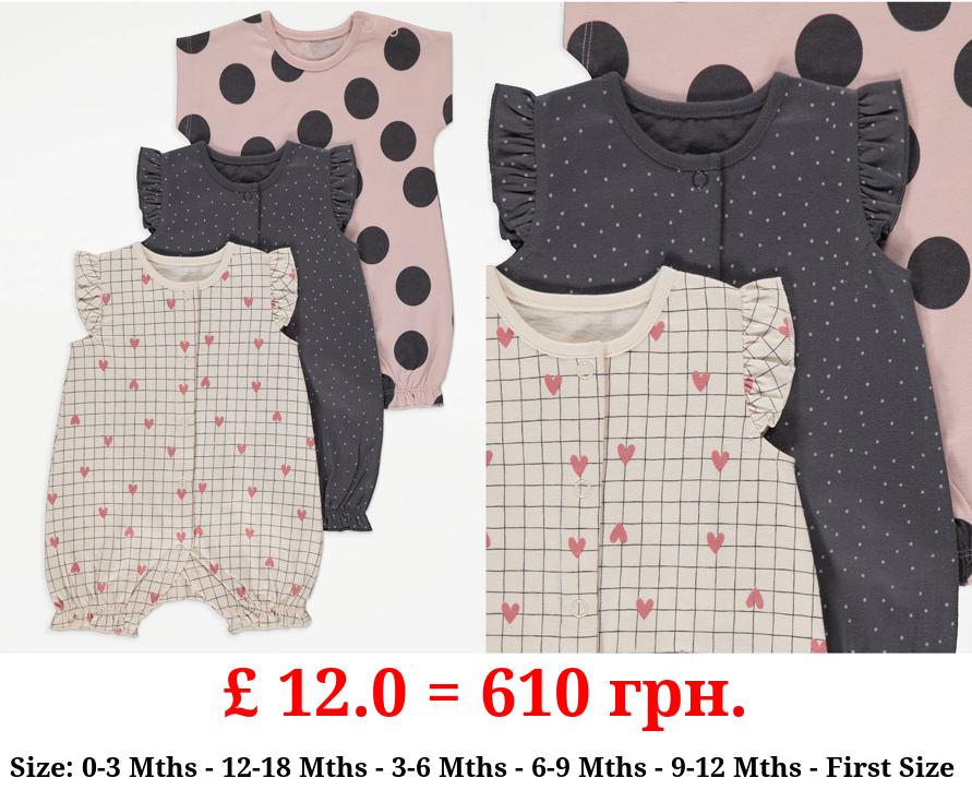 Frill Rompers 3 Pack