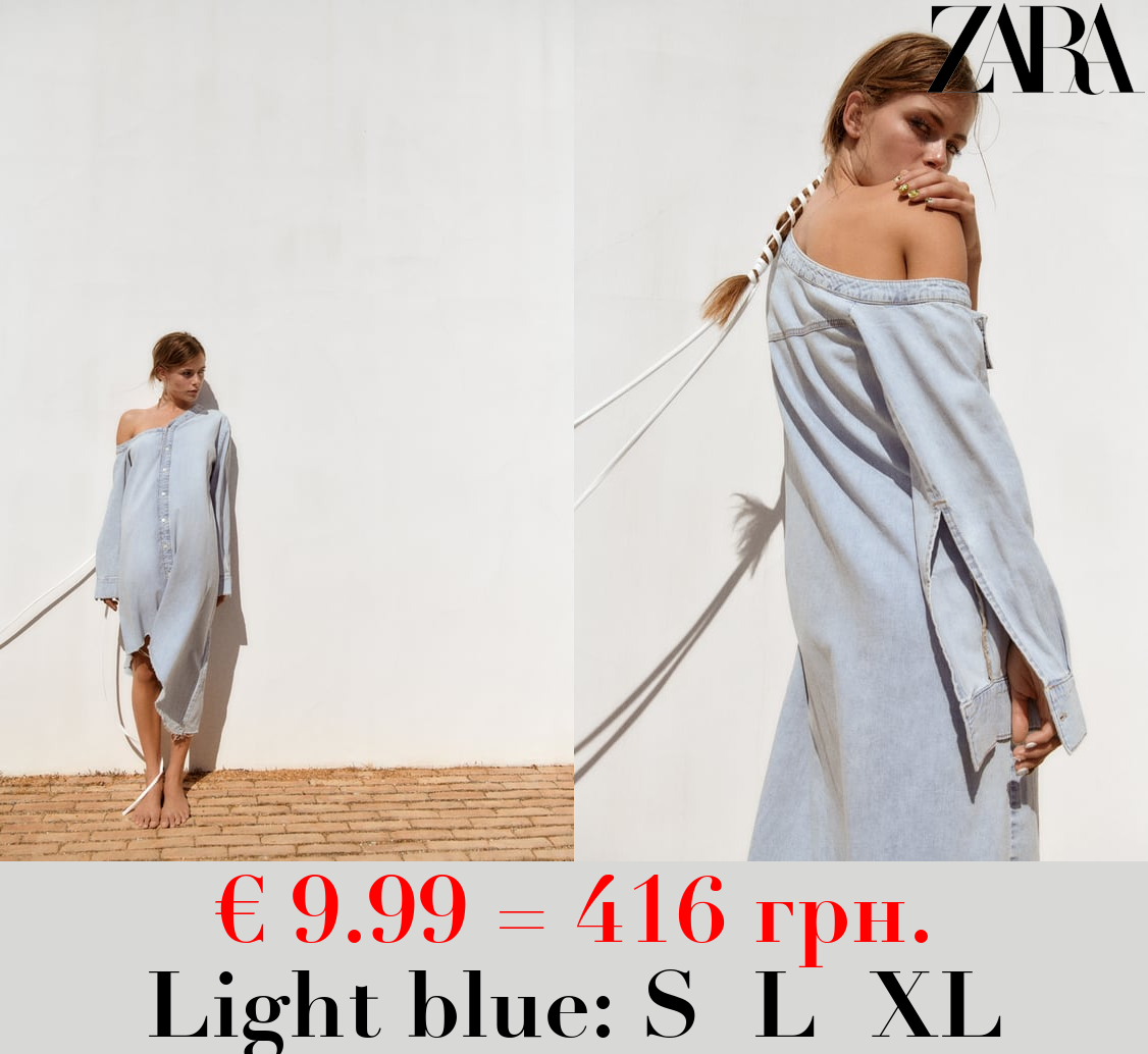 ASYMMETRIC DENIM TRF DRESS