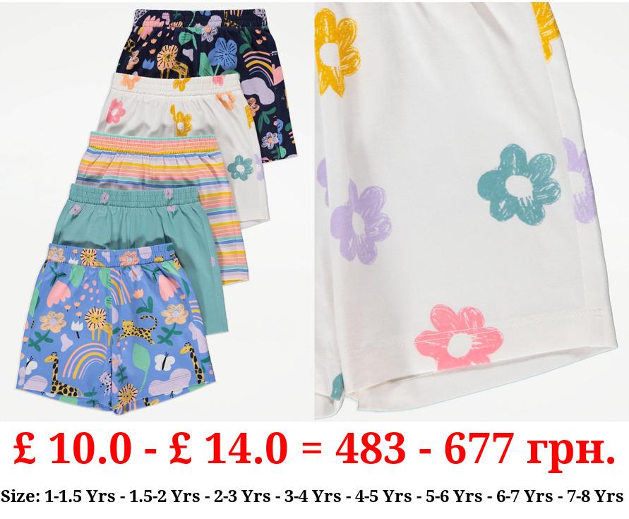 Bright Patterned Jersey Shorts 5 Pack