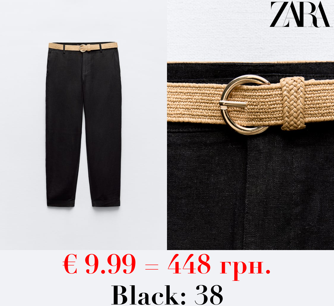 LINEN BLEND CHINOS WITH BELT