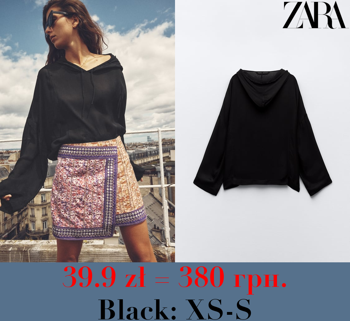 SEMI-SHEER BLOUSE WITH HOOD