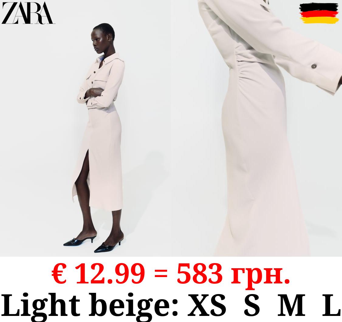 DRAPED WAIST MIDI DRESS