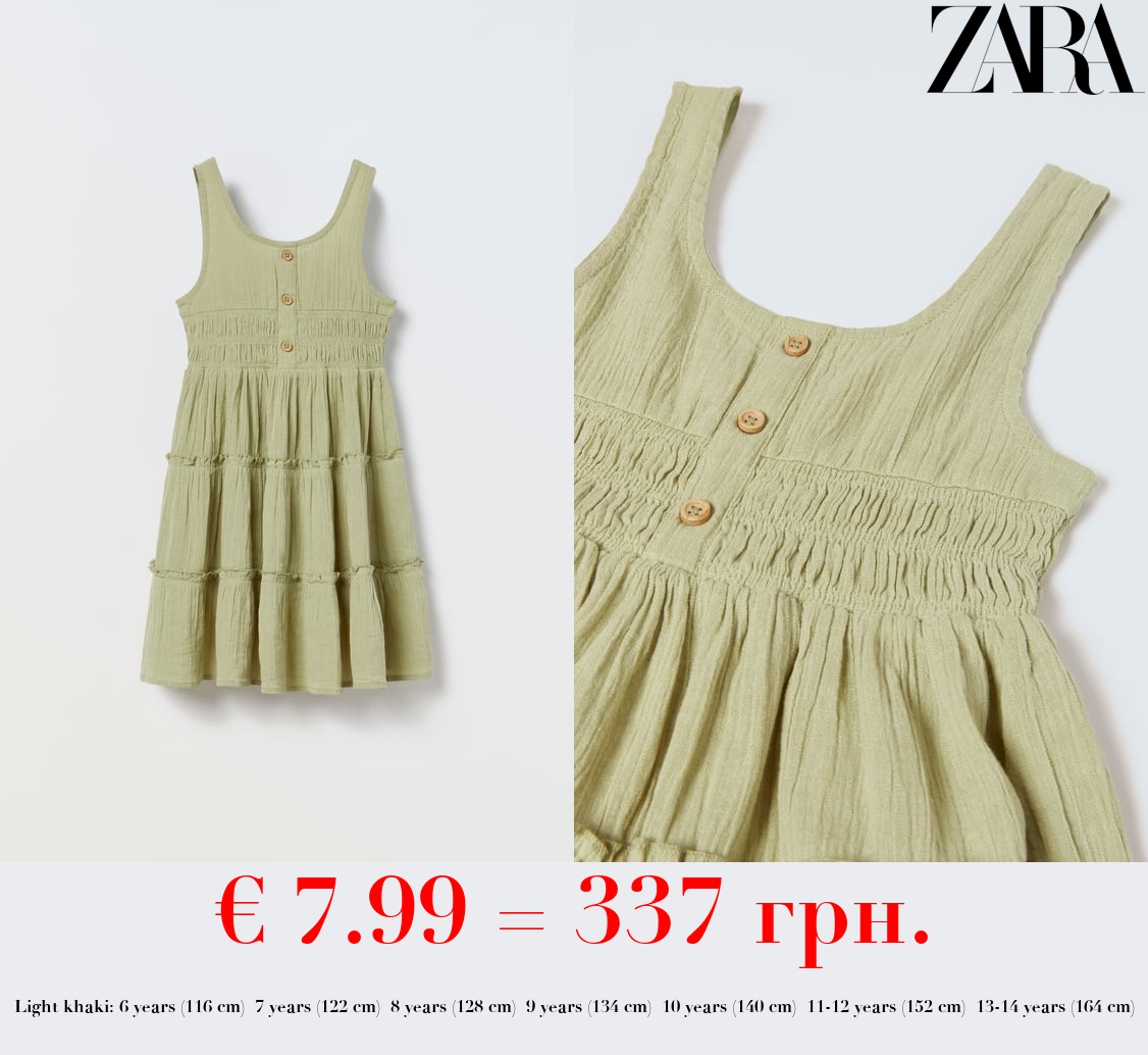 LINEN BLEND TIERED DRESS