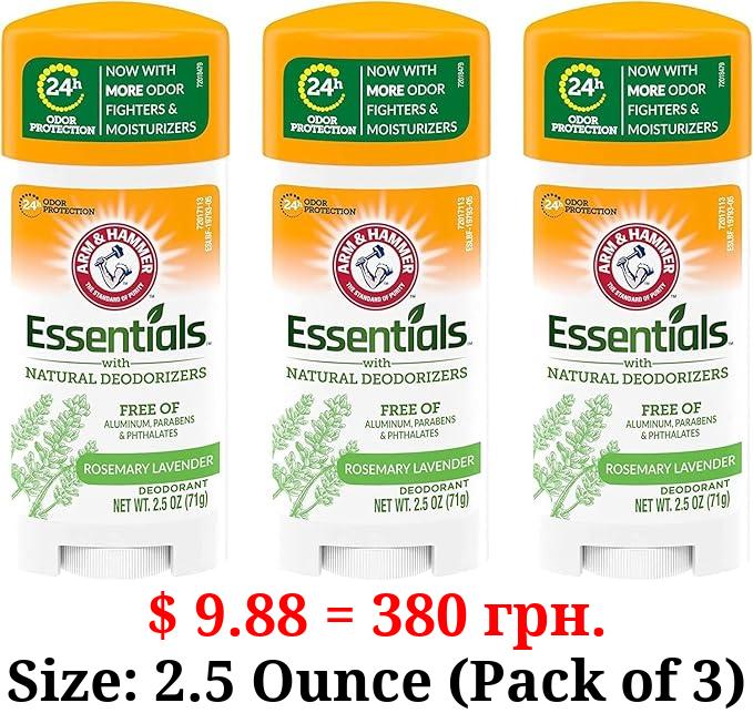 Arm & Hammer Essentials Natural Deodorant, Fresh - 2.5 oz - 3 pk