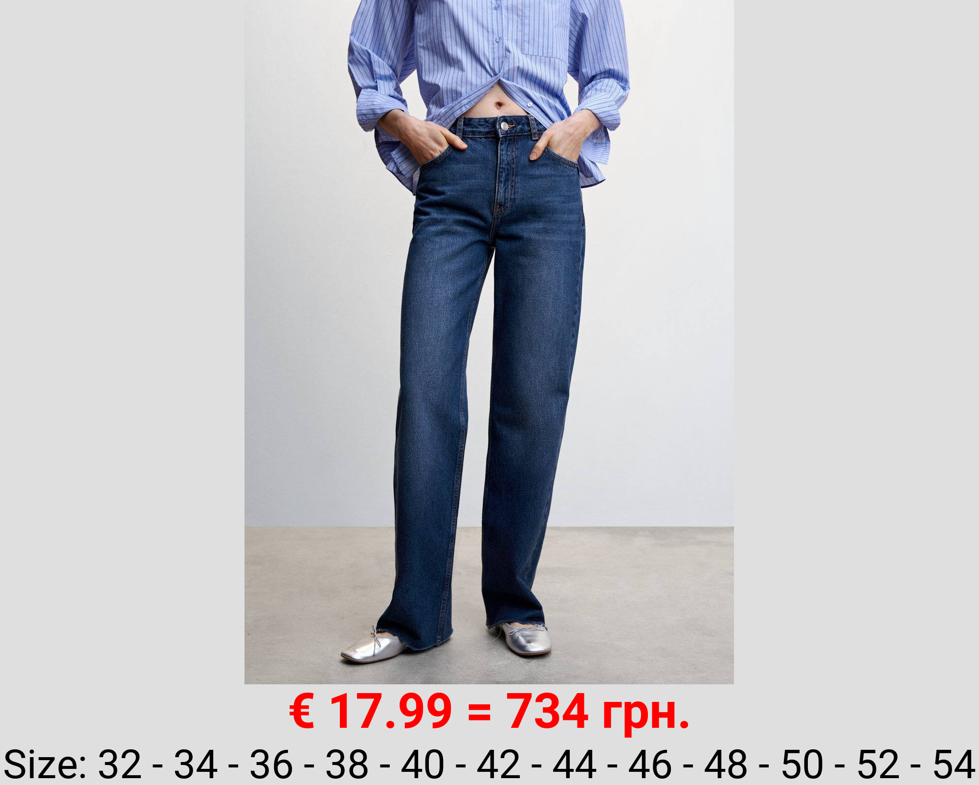 Jeans wideleg tiro medio