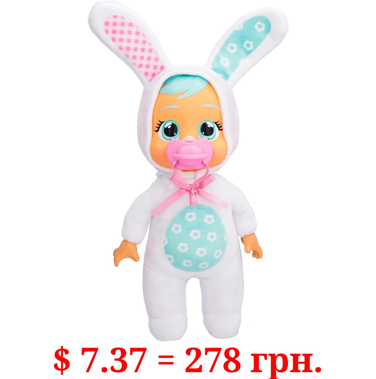 Cry Babies Tiny Cuddles Bunnies Honey - 9 inch Baby Doll, Cries Real Tears, White Bunny Themed Pajama