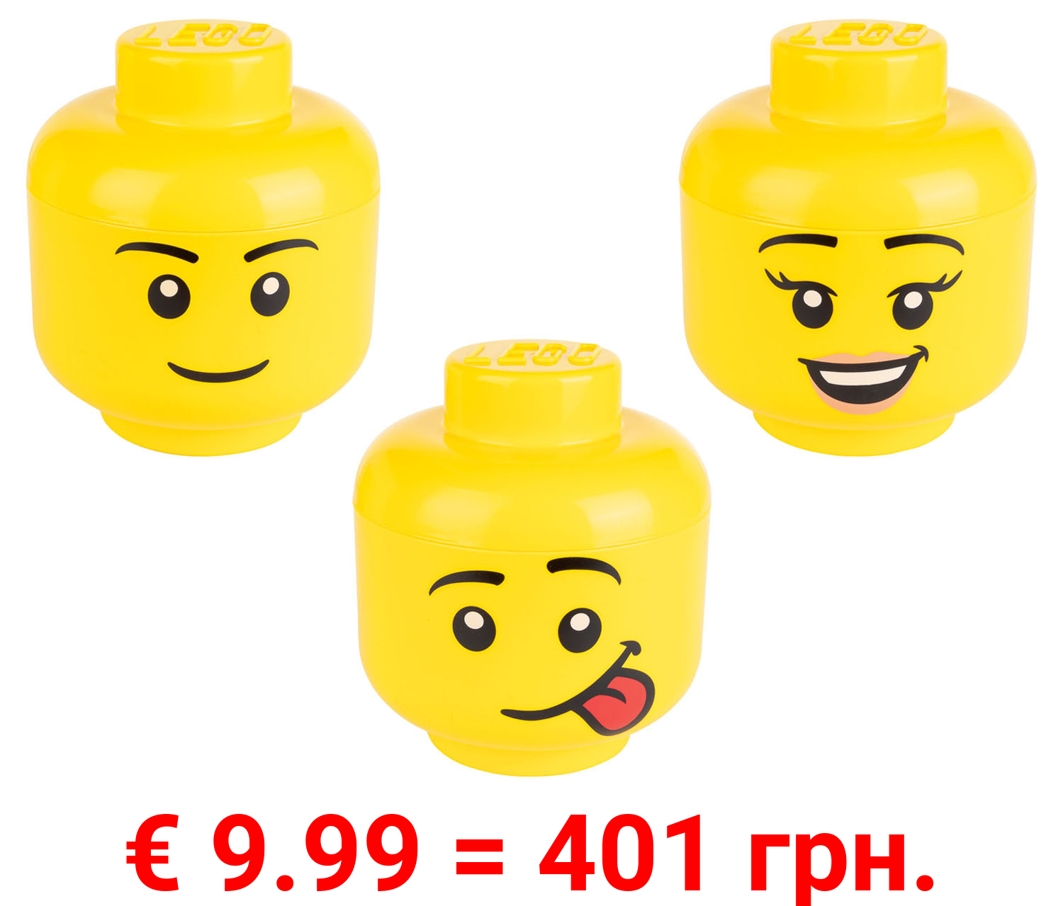 Aufbewahrungsbox in Legokopf-Form, 2-teilig, stapelbar